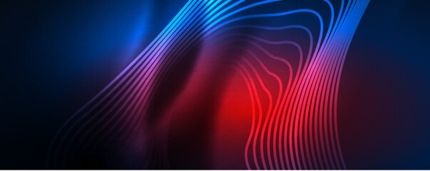 Techno neon wave lines, dynamic electric motion, speed concept. Templates for wallpaper, banner, background, landing page, wall art, invitation, prints