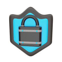 3D Rendering Secure Shield Icon Object