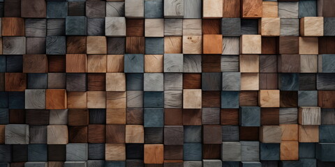 Grungy wooden blocks aligned. Wide format. Hand edited generative AI.
