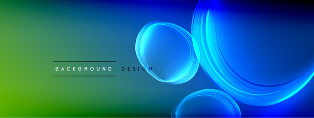 Vector abstract background - liquid transparent bubble shapes on fluid gradient with shadows and light effects