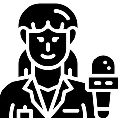 woman reporter solid icon