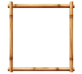 Illustration of square bamboo frame isolated on transparent background