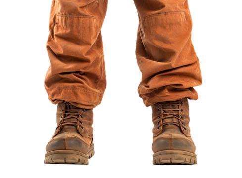 Close-up of a shoes of a worker isolated on transparent background, front view - Powered by Adobe