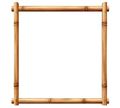 Illustration of square bamboo frame isolated on transparent background