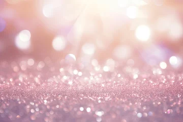 Fotobehang silver and pink glitter vintage lights background. defocused, Generative AI © Frame Fusion