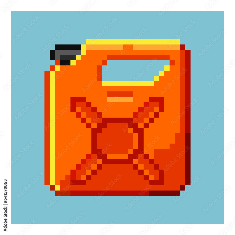 Poster pixel art sets of gas can on pixelated style.8bits perfect for game asset or design asset element fo