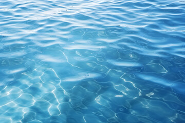 Obraz premium rippled light blue water surface with reflections of sunshine, diagonal top perspective, abstract water texture background concept for refreshment in summertime with copy space