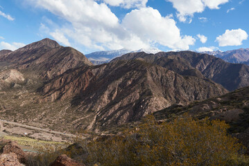 Mountain landscape in the Andean area of Potrerillos, Mendoza, Argentina.