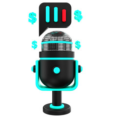 3D Icon Render Podcast Illustration