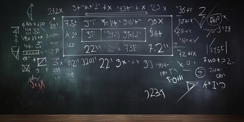 Image of blackboard with math calculation, Generative AI - obrazy, fototapety, plakaty