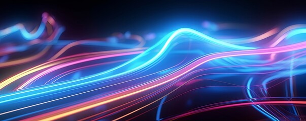 abstract Modern Looping Pipe Flow futuristic background with gold PINK blue glowing neon moving high speed wave lines and bokeh lights. Data transfer concept Fantastic,AI, Generative AI