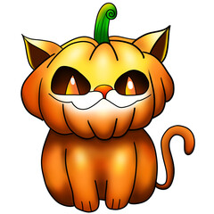 Halloween pumpkins and cats