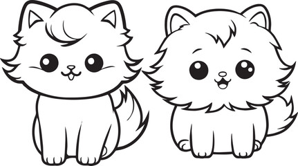 persian cat and animals Black and White Cartoon Illustration of Cute Animal Characters Group Coloring Book