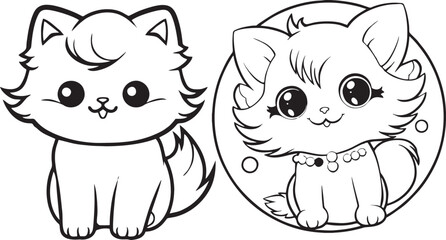 persian cat and animals Black and White Cartoon Illustration of Cute Animal Characters Group Coloring Book