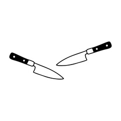 vector illustration of two knives doodle