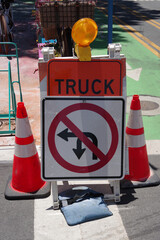 NO LEFT OR U-TURN for TRUCKS