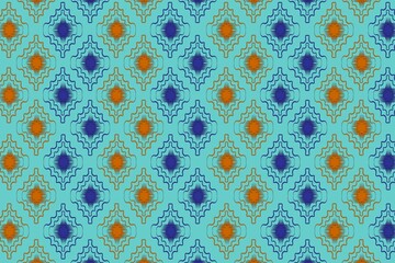 Blue, yellow and green fabric, background image.