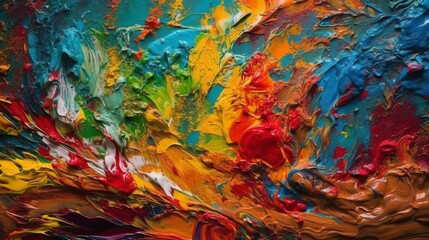 Oil Paint Texture on Canvas, Background for Desktop or Webpage, Very Colorful 