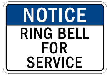 Ring bell sign and labels ring bell for service