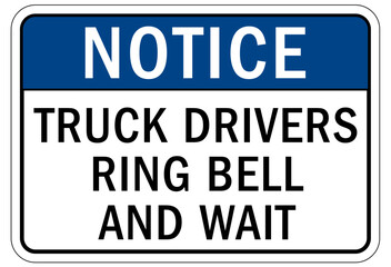 Fototapeta premium Ring bell sign and labels truck drivers ring bell and wait
