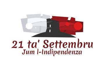 Translate: September 21, Independence day. Public holidays in Malta vector illustration. Suitable for greeting card, poster and banner.