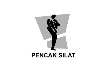 pencak silat sport vector line icon. sportsman, fighting stance. sport pictogram illustration.