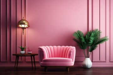 Timeless Elegance with Pink Armchair in Art Deco Setting
