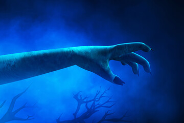 Fototapeta premium Zombie hand on 3d illustration