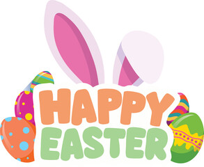 Fototapeta premium Digital png illustration of happy easter text on transparent background