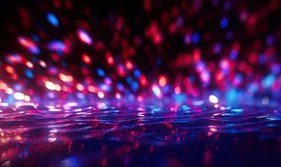 Neon futuristic flashes on black background. Motion light lines on water backdrop. For banner, postcard, book illustration. Created with generative AI tools