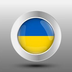 Ukraine round flag metal button background