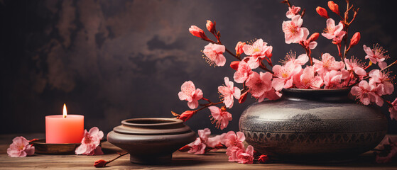 Beautiful Zen Wellness Spa Background with copy space - background - generative AI