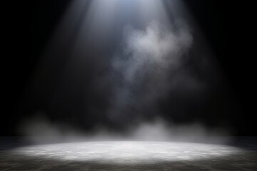 abstract dark concentrate floor scene with mist or fog, spotlight and display, Generative AI - obrazy, fototapety, plakaty