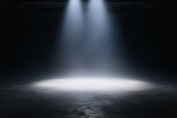 abstract dark concentrate floor scene with mist or fog, spotlight and display, Generative AI - obrazy, fototapety, plakaty