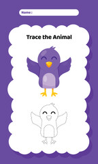 Animal Writing Exercise Practice Worksheet for Kids