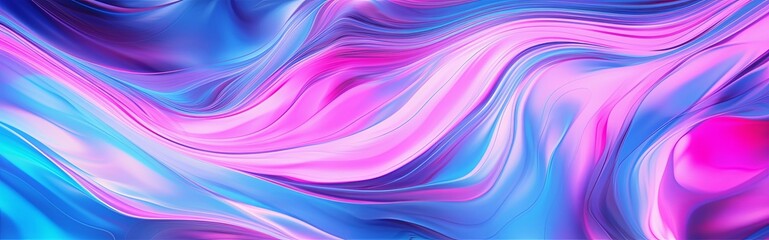 Abstract Liquid Swirls on Holographic Fluid Neon Pink and Blue Liquid Abstraction Dreams Flow ,AI Generative, Generative AI