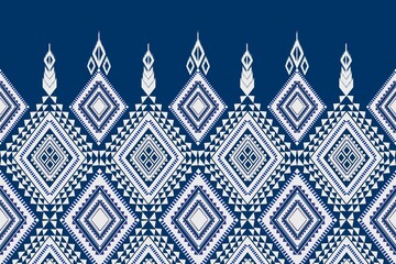 Dark blue and white ethnic silk pattern, background image.
