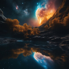 Fototapeta premium Planets and galaxy, science fiction wallpaper. Beauty of deep space.