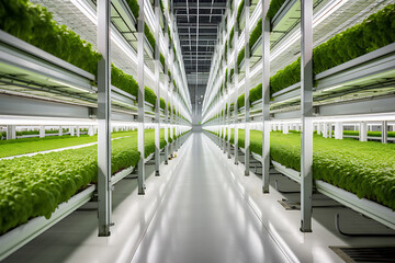Interior of Smart Farm Greenhouse for vegetable cultivation