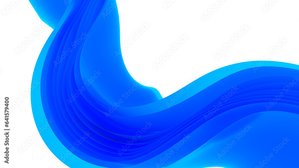 Poster beautiful flowing fabric flying in the wind. blue wavy silk or satin. abstract element for design. 3