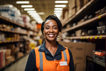 happy mature black female home improvement store worker