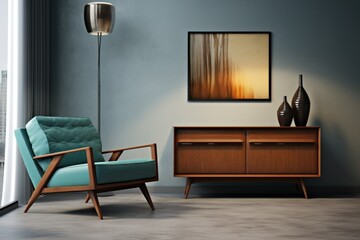 Vintage Revival: Exploring Midcentury Aesthetics with Armchair and Cabinet in 3D
