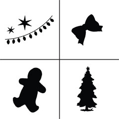 FLAT DESIGN Christmas SILHOUETTE SET


