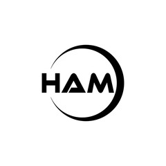 HAM letter logo design with white background in illustrator, cube logo, vector logo, modern alphabet font overlap style. calligraphy designs for logo, Poster, Invitation, etc.