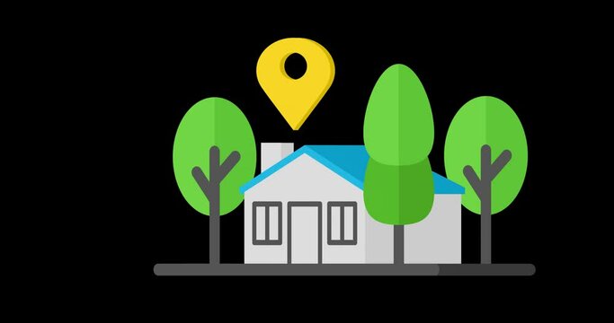 2D animation of a home location pin