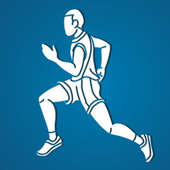 A Man Running Marathon Runner  Start Running Action Cartoon Sport Graphic Vector
