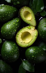 A lively depiction of avocados, drawing attention to their vivid green shades and the nutritional goodness they contain.