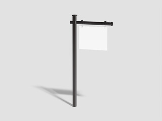 White Blank Real Estate Hanging Sign 3D Mockup