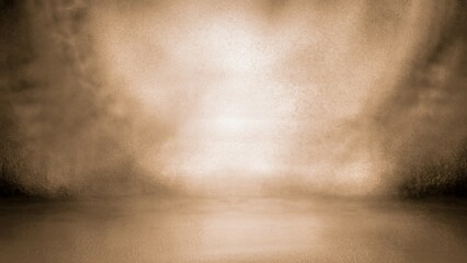 Graphic design background of smoky cement wall or beige-brown-red studio smoke scene.