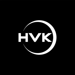 HVK letter logo design with black background in illustrator, cube logo, vector logo, modern alphabet font overlap style. calligraphy designs for logo, Poster, Invitation, etc.